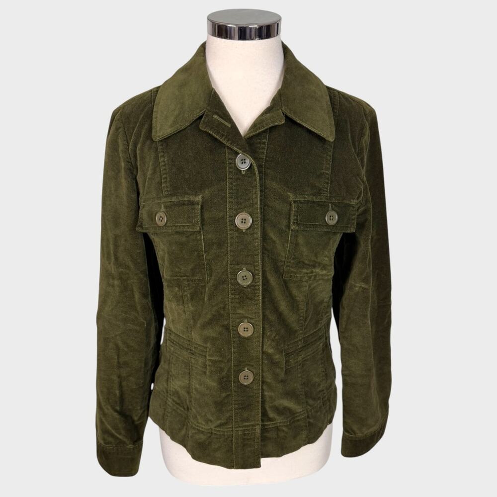 Talbots Stretch Dark Green Button Front Jacket Si… - image 1